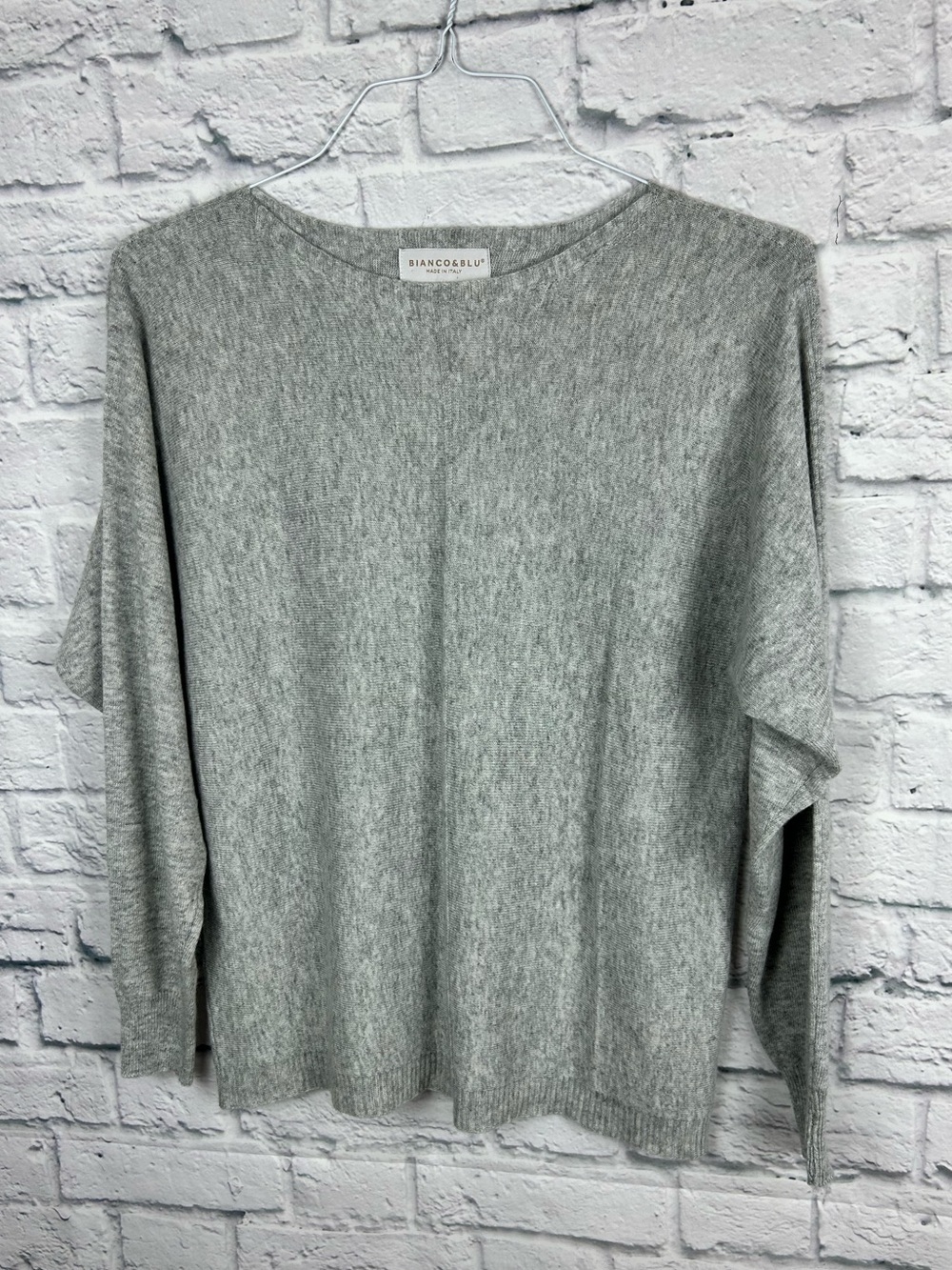 Bianco & Blu Italy Cashmere Silk Blend Dolman Sweater Gray Size Large